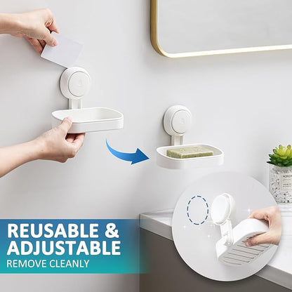 TAILI Soap Holder Soap Dish for Shower, Suction Cup Soap Holder for Shower Wall, Bathroom Accessories, Removable Strong Hold Soap Saver, Drill Free, White 2 Set
