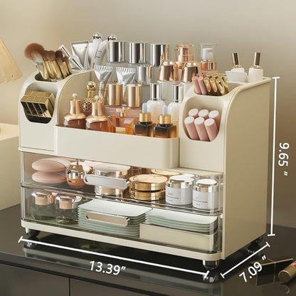 Large Makeup Organizer Countertop with Drawers, Make Up Organizer for Vanity, Makeup Storage Organizer Countertop Makeup Organizers for Skincare, Cream