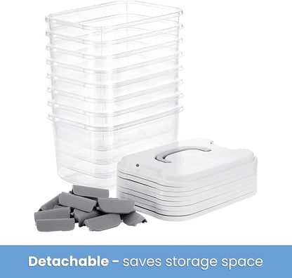 Elsjoy 8 Pack 5.5 Quart Plastic Storage Bins with Lid and Handle, Clear Latch Storage Box Stackable Organizing Bins, Lidded Storage Container for Home, Office