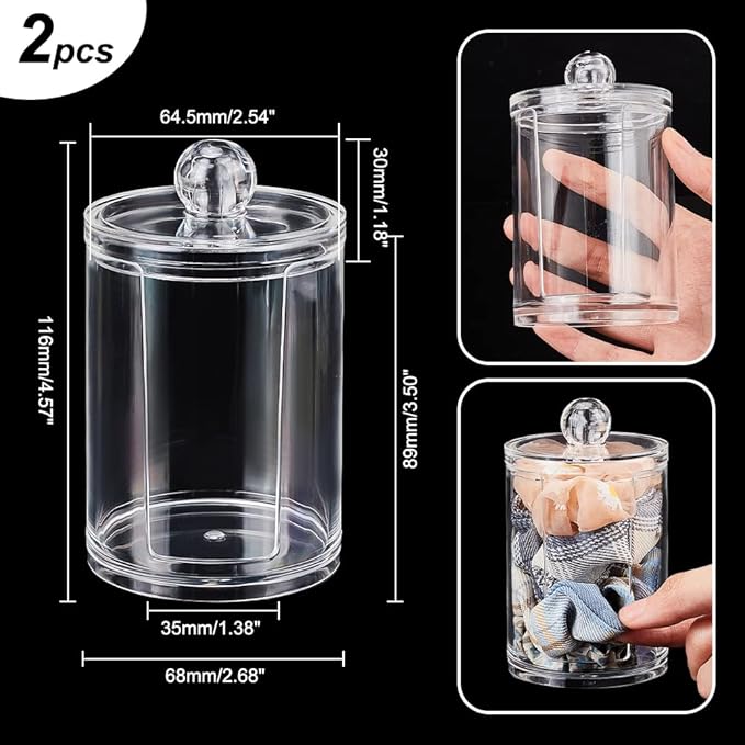 PH PandaHall 2pcs Acrylic Scrunchie Display Stand, Small Hair Ties Storage Organizer Clear Scrunchie Holder with Lid Hair Accessories Storage Rack for Women, 4.6 inch in Height