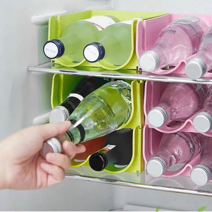 Amosfun Fridge Beverage Holder Organizer for Cans and Bottles Portable Storage Rack for Home and Bar Stackable Design Green for Efficient Space Use