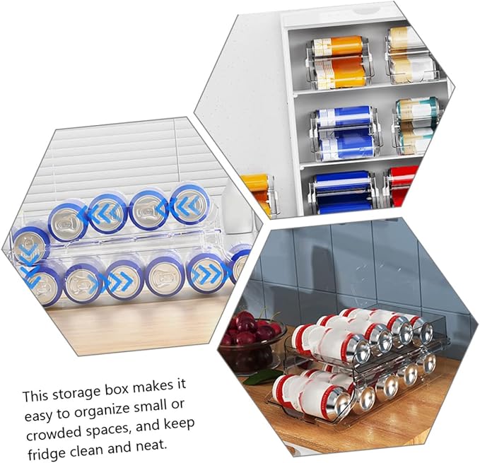 DECHOUS 1pcs Refrigerator Bins Organizer Double Beverage Storage Box for Fridge Large Capacity Can Dispenser Design for Tidy Kitchen and Pantry Organization