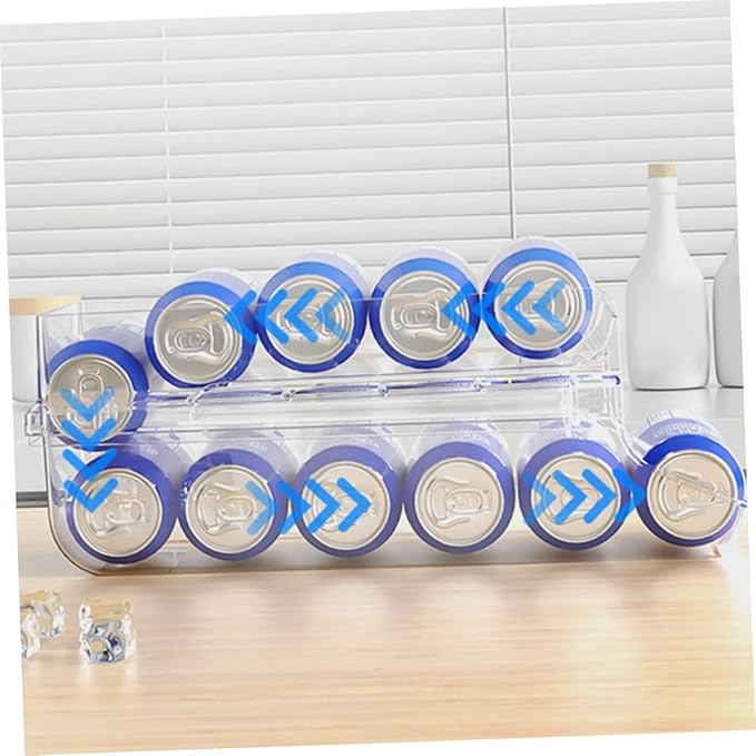 Unomor Beverage Can Dispenser Organizer for Soda Beer Cans Automatic Rolling Storage Rack for Fridge Pantry Efficient Drink Storage