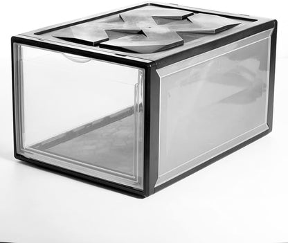 Gadpiparty Basketball Shoes Storage Box 36x26x20cm Plastic Shoes Container Black Stackable for Home Closet
