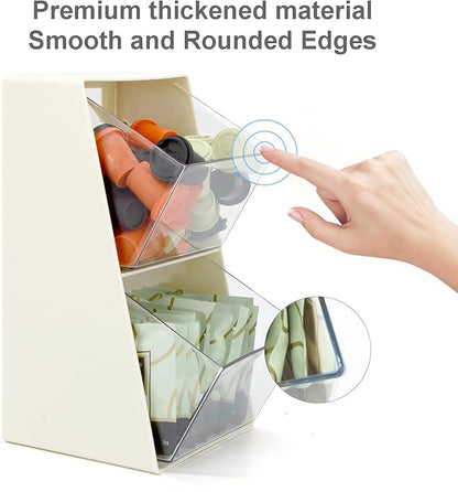 Bokelai 2 Pack Coffee Pod Holder K Cup Storage Organizer for Home Office Bar Countertop Organiser Bins for Coffee Station Counter Container for Tea bag Sugar Creamer Filter White