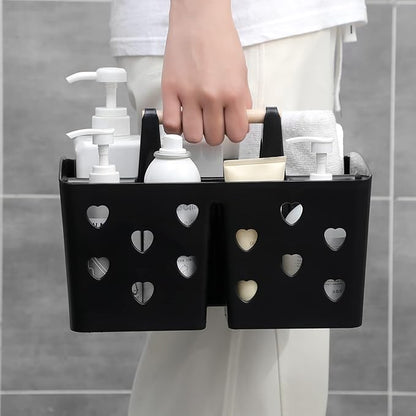 Anyoifax Portable Shower Caddy Plastic Shower Basket Organizer Divided Bathroom Caddy Storage Cleanning Caddy Tote with Handle for College, Dorm Room, Kitchen, Black