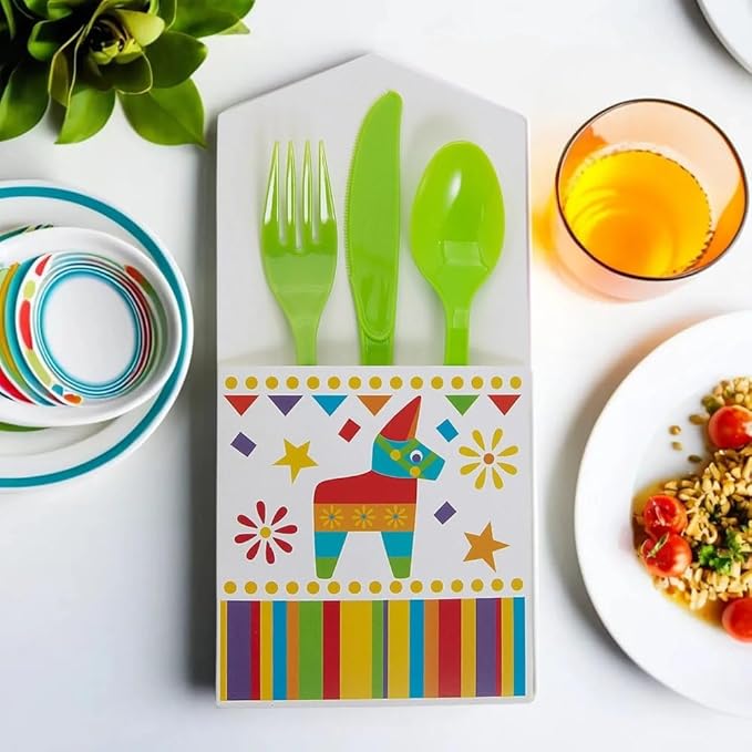 Fun Express Fiesta Cutlery Holders – 50 Pieces - Great For Cinco De Mayo, Fiestas, Parties, Birthdays and Other Events