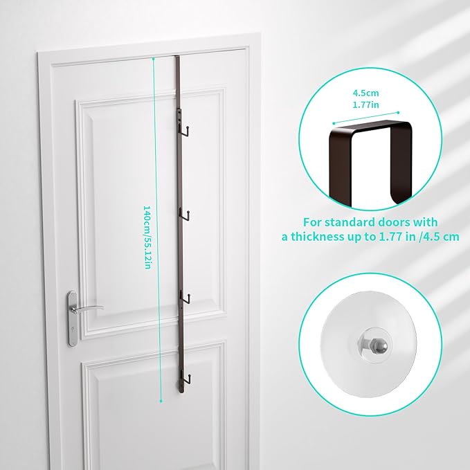 HapiRm Over Door Hat Rack - 4 Packs Metal Hanging Hat Organizer with 16 Hooks Design, Baseball Cap Hanger Organizer Storage Holds up to 80 Caps for Door, Bedroom, Closet（Brown）