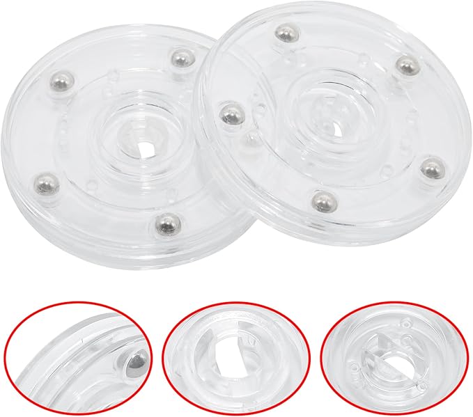 4 Pcs Clear 3 inch Acrylic Lazy Susan Rotating Turntable Organizer Bearings - Round Swivel Plate for Spice Rack, Table, Cake, Kitchen Pantry