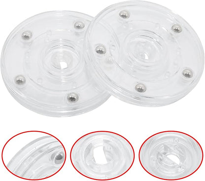 4 Pcs Clear 3 inch Acrylic Lazy Susan Rotating Turntable Organizer Bearings - Round Swivel Plate for Spice Rack, Table, Cake, Kitchen Pantry
