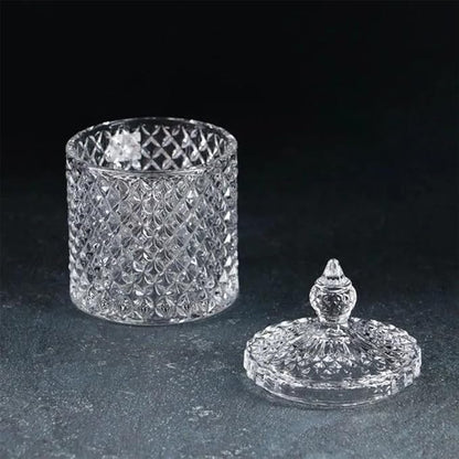 Clear Glass Jar with Lid – Qtip Holder, Cotton Ball Storage for Bathroom & Vanity, Crystal Glass, Candy Jar, Sugar Cube Storage for Kitchen Organizer, Home Decorative, Wedding Gift, Holiday Present