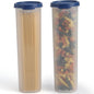 Tall Clear Spaghetti Pasta Container Storage With Lid-2 Pk.Multi-Purpose Kitchen Pantry Organization And Food Storage For Noodles Beans Straws - Airtight Leakproof Spaghetti Keeper BPA Free 37 oz.