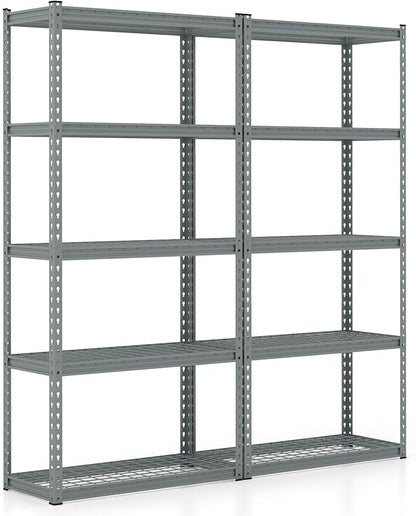 Goplus 5-Tier Metal Shelving Unit, 2 Pack Heavy Duty Wire Storage Rack with Anti-Slip Foot Pads, Height Adjustable Shelves for Warehouse, Kitchen, Living Room, Garage, 15.5" D×35.5" W×72" H