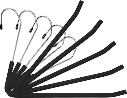 Spring Fever Space Saving Open Ended Heavy Duty Chrome Plating Non Slip Friction Foam Coated Slack Pants Trousers Hangers Black 5