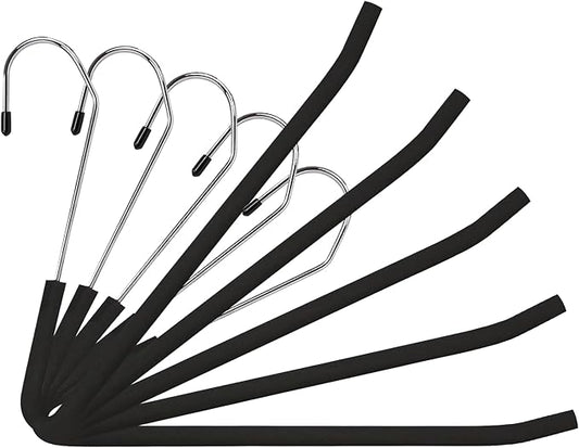 Spring Fever Space Saving Open Ended Heavy Duty Chrome Plating Non Slip Friction Foam Coated Slack Pants Trousers Hangers Black 5