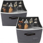 2 Pack Shoe Organizer for Closet，Foldable Shoe Storage Organizer with Clear Cover and Sturdy Handles,Fits 12-16 Pairs (gray)