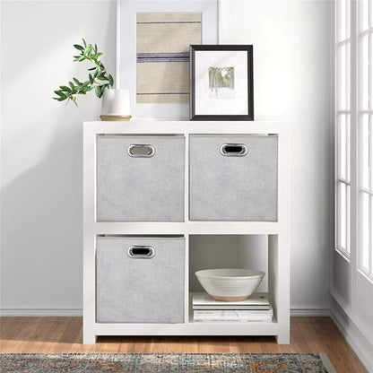 HSDTCollapsible Cloth Cubes Storage Bins Baskets Boxes Grey-White Lattice Pattern 10.5 x 10.5 x 11 Inches - Pack of 6,QY-SC14-6,Brush gradient(Set of 3)