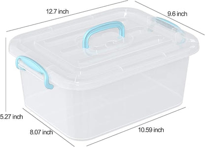 8 Quart Plastic Latching Storage Box with Handles, Small Plastic Tote Bin with Lid, 2 Packs
