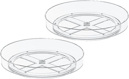 2 Pack 10 Inch Lazy Susan Turntable Organizer, Clear Rotating Spice Rack for Cabinet, Pantry, Kitchen Countertop and Fridge, Non-Slip Acrylic Spinning Tray for Bathroom Vanity