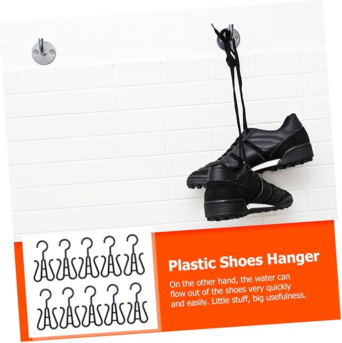 Happyyami 10pcs Sturdy Plastic Shoes Drying Racks Double Hook Shoes Hanger Boot Hangers for Home Travel Hanging Organizer
