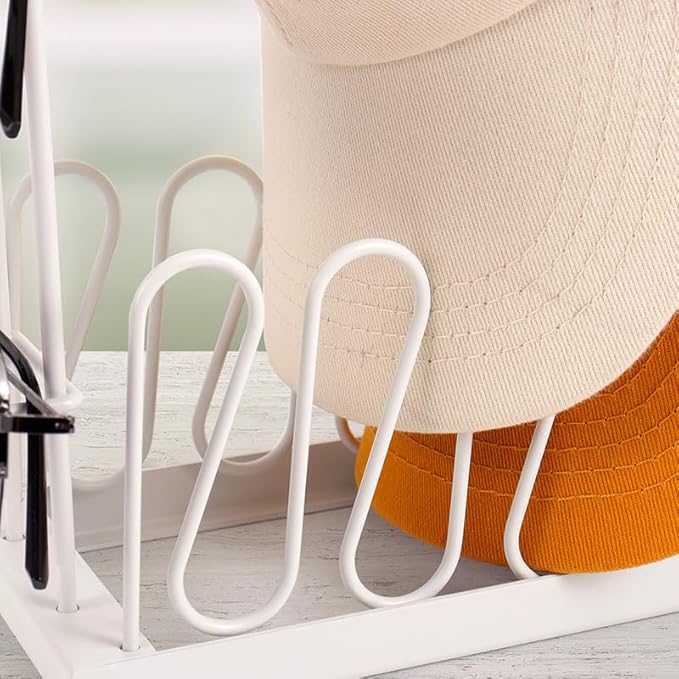 Hat Stand for Baseball Caps for 8 Hats Hat Rack Holder with sunglasses stand, Tabletop Hat Display Stand for Closet Organizers and Storage