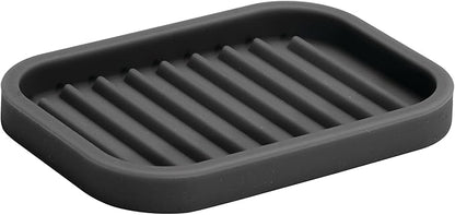 iDesign Silicone Soap Dish for Bar Soap or Scrub Brush - Ideal for Kitchen or Bathroom - Black