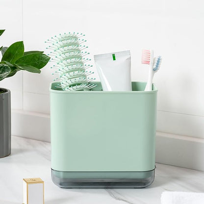 Kitchen Utensil Holder, Silverware Drying Basket Cutlery Drainer Caddy Silverware Cutlery Organizer Flatware Holder with 2 Compartments (Green)