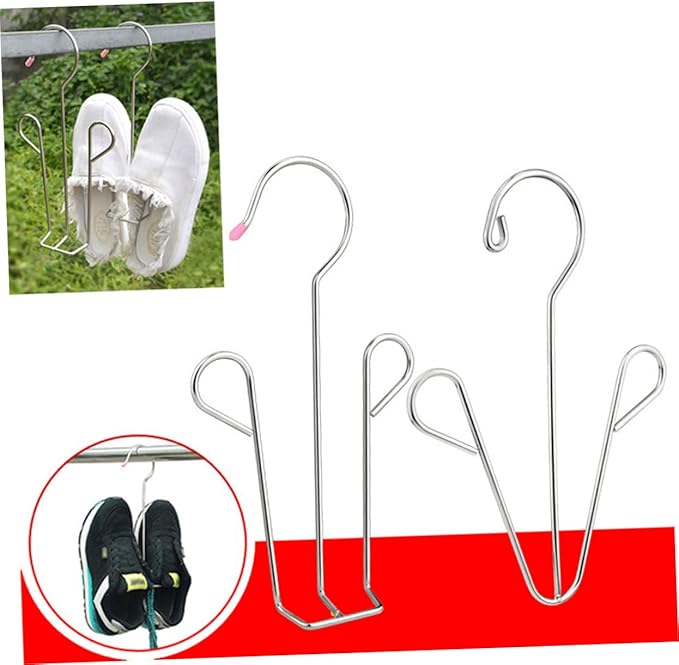 Happyyami Stainless Steel Shoes Drying Rack 2pcs Shoe Hanger Organizer Hooks for Easy Hanging for Household Use and Space Saving in Closets and Bathrooms