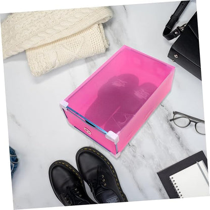 Amosfun 5pcs Clear Plastic Drawer Shoe Storage Boxes Stackable Design for Women Footwear Pp Material for Organizing Sneakers and Sandals Space-saving
