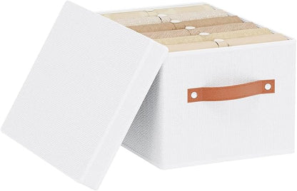 Foldable Storage Bin, 7.1 x 9.1 x 13 Inch Storage Box with Lid, Closet Organizer for Organizing with Handles, White, 1-Pack