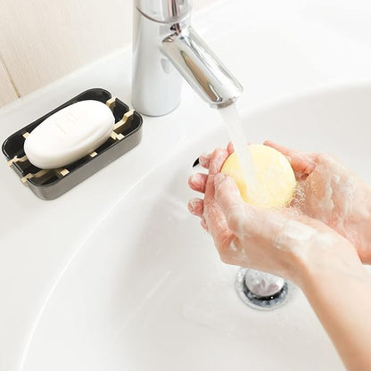 Soap Dishes for Bar Soap, Black Bathroom Soap Holder, Bamboo Soap Dishes Holder for Bathroom Shower, Bathroom Sink Soap Dish