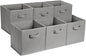 Amazon Basics Collapsible Fabric Storage Cube Bins Organizer with Handles for Organizing, Sturdy, Gray, 13 x 13 x 13 inch, 6-Pack