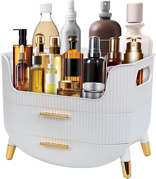 Makeup Organizer with Drawers,Skincare Plastic Storage for Vanity,Large Cosmetic Display case for Dresser with Handle,Large Capacity Bathroom Countertop