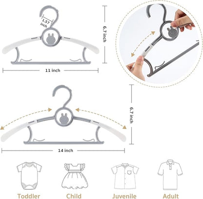 Baby Hangers 20 Pack Mix Colors, Adjustable Plastic Hanger for Baby Children Clothes, Suitable for Infant Toddlers Nursery Kids 11.4" Clothes Hangers