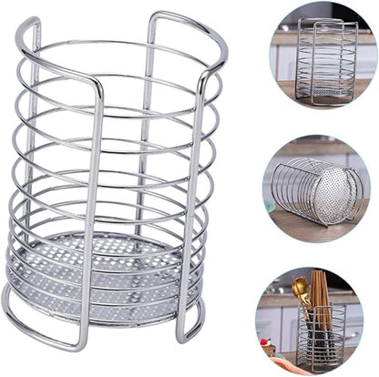 SHOWERORO Stainless Steel Chopstick Storage Holder and Drainage Basket for Home Silver Utensil Organizer for Kitchen Counter Ideal for Drying Chopsticks and Flatware