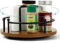Napkin Holder for Table,360° Rotating Lazy Susan Turntable Organizer for Cabinet,9 inches Kitchen Table Decor&Counter Tray Can Hold Salt and Pepper Shakers (Walnut Brown)