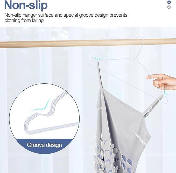 SPECILITE Wire Hangers 100 Pack, Metal Wire Clothes Hanger Bulk for Coats, Space Saving Metal Hangers 16.7 Inch Ultra Thin Non Slip with Groove, for Standard Size Suits, Shirts, Pants, Skirts-White