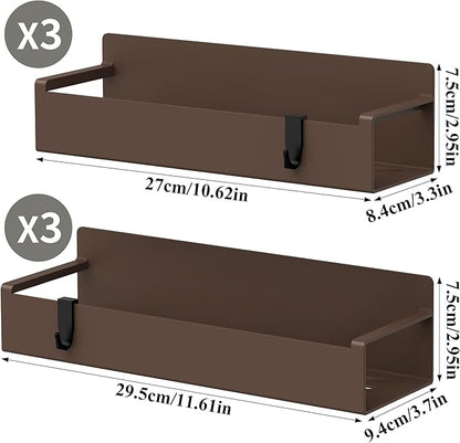 HuggieGems 6 Pack Magnetic Spice Rack Organizer for Refrigerator and Oven, Brown Fridge Organizers and Storage for Kitchen