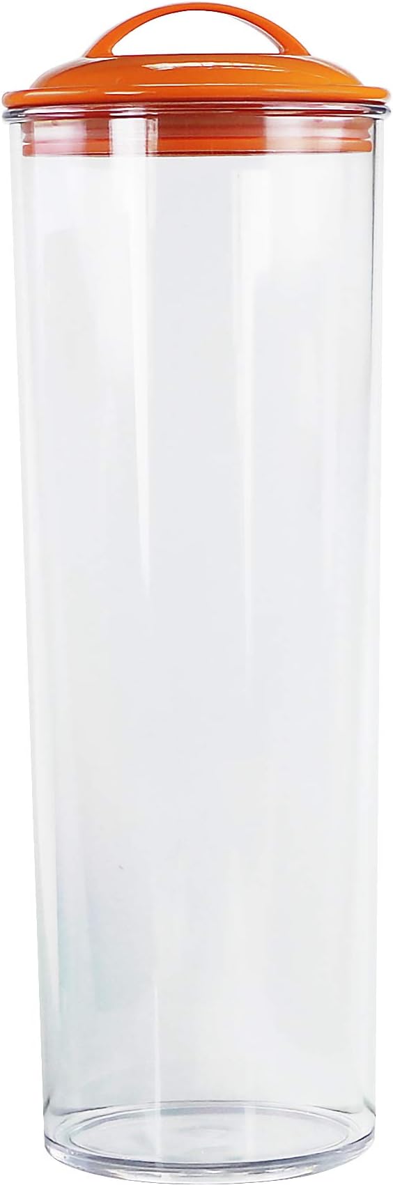 Reston Lloyd Tall Clear Spaghetti Pasta Storage Canister Container with Airtight Lid BPA Free for Kitchen Pantry Organization, Orange