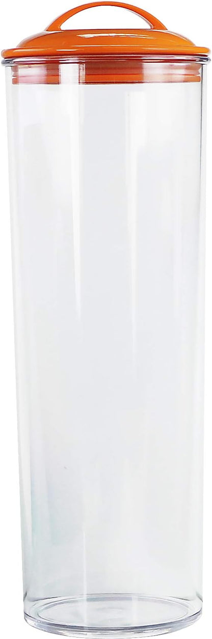 Reston Lloyd Tall Clear Spaghetti Pasta Storage Canister Container with Airtight Lid BPA Free for Kitchen Pantry Organization, Orange