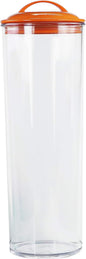 Reston Lloyd Tall Clear Spaghetti Pasta Storage Canister Container with Airtight Lid BPA Free for Kitchen Pantry Organization, Orange