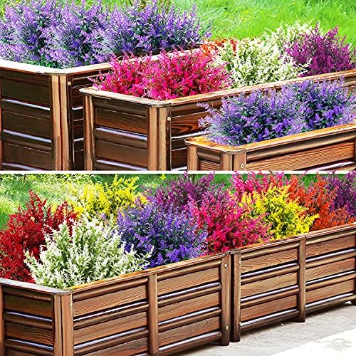 Artificial Outdoor Lavender Flowers,10 Bundles Artificial Flowers Outdoor,UV Resistant Fake Flowers,Outside Faux Plastic Flowers Shrubs for Indoor Outside Decorations(White) - Image 5