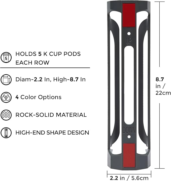 K Cup Holder for Keurig: Coffee Pod Holder for Counter Small Space - Kcup holder for Wall Mount (4, Gray)