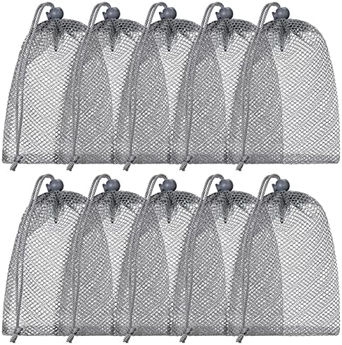 TecUnite 10 Pack Mesh Drawstring Bags for Laundry, 5.5 x 7.5 Inch, Gray by TecUnite