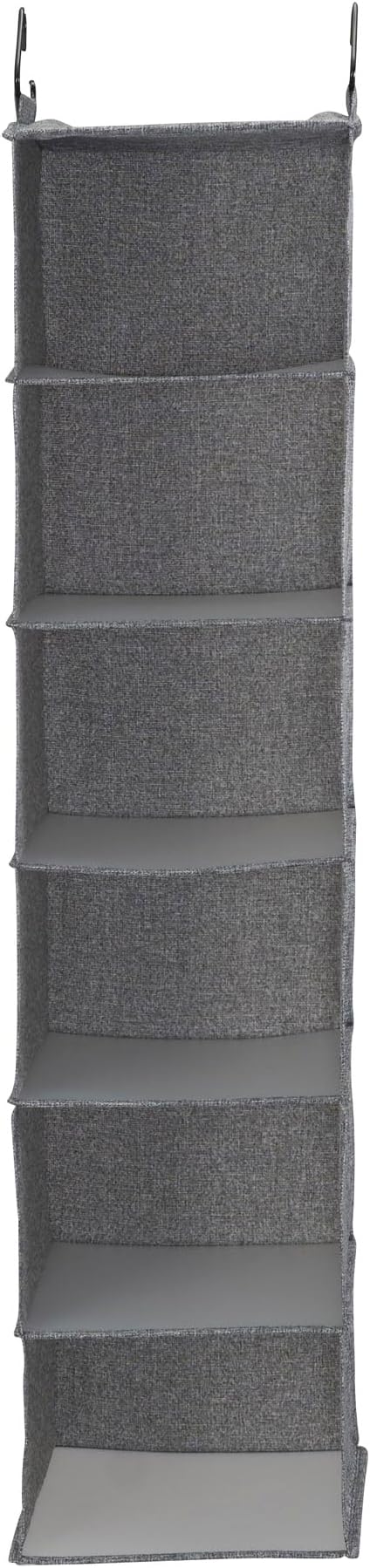 Household Essentials 6 Shelf Hanging Closet Organizer, Hanging Closet Shelf, Fabric Poly Linen and PEVA Shelving