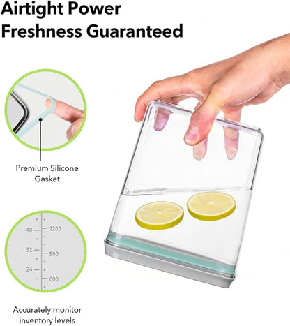 Airtight Food Storage Container with One-Touch Lid, 12-Piece Set (1.3, 2.1, 2.9, 3.6 QT* 3) Stackable Durable BPA-Free for Baking Supplies, Pasta & Systematic Bulk Organization