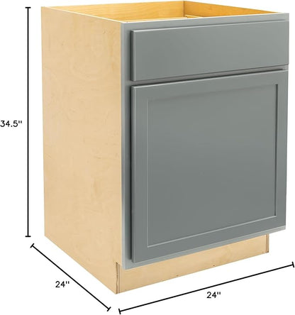 Quicklock RTA (Ready-to-Assemble) | Base Kitchen Cabinets - Shaker Style | Made in America (Magnetic Gray, 24" Wx34.5 Hx24 D Base)