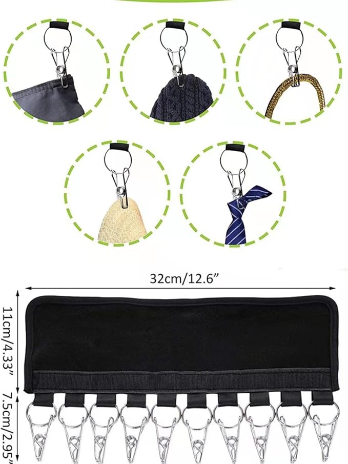 2 Pack Hat Organizer for Baseball Caps and Accessories, 10 Hat Storage Clips of Hat Hanger for Baseball Caps Display and Storage, Hat Rack Fit Hangers and Closet