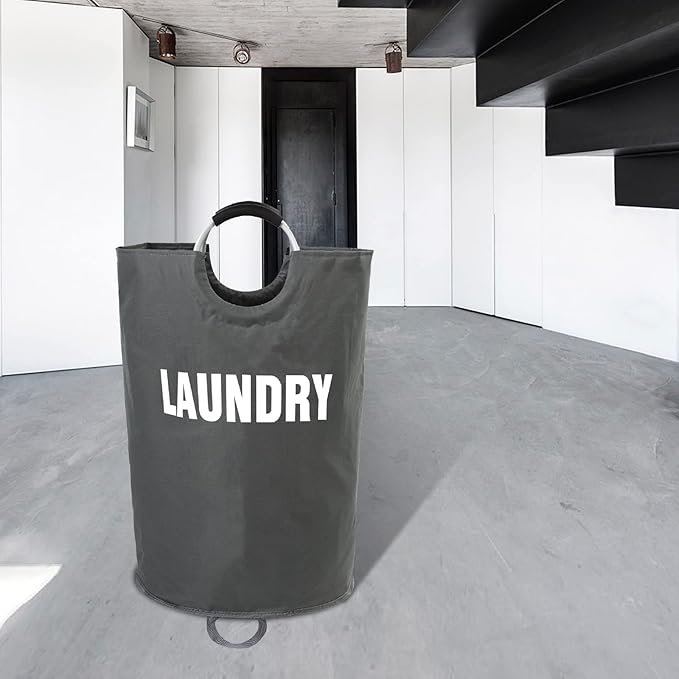 Maxsilan 160L XX-Large Laundry Basket, Freestanding Tall Clothes Hamper, Collapsible Laundry Bag, Dark Grey