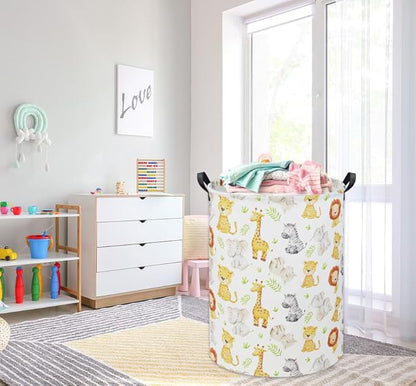 Woodland Baby Laundry Basket Animal Baby Hamper for Nursery Girl Kids Hamper Cute Kids Toys Storage Bin Organizer Animal Nursery Decor for Home(Green Animal)